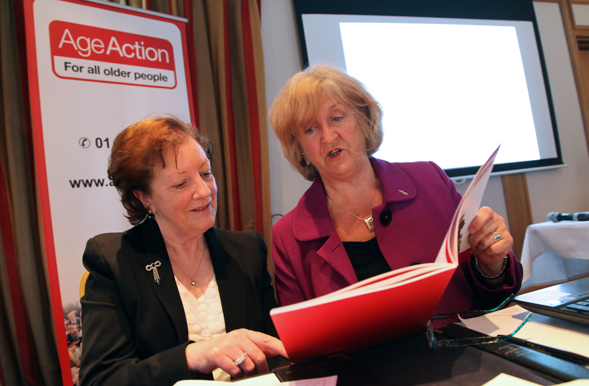 Age Action member Patricia Cawley with the report's author Maureen Bassett