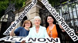 Orla O’Connor of the National Women’s Council, Marie O’Toole of the Irish Countywomen’s Association and Lorraine Fitzsimons of Age Action urging support for our petition for a fair State Pension. 
